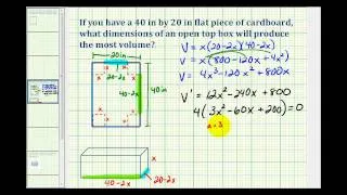 Ex 2:  Max / Min Application Problem - Max Volume of a Box