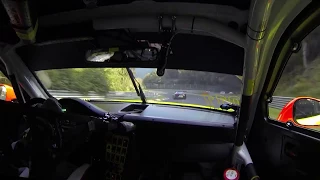 Porsche 991 GT3 R chasing Mercedes-AMG GT3 on Nürburging