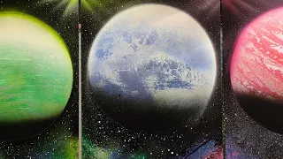 spraypaintart single planets | 3 different planets