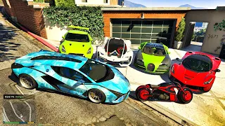 GTA 5-STEALING LUXURY LAMBORGHINI BUGATTI GT-R WITH FRANKLIN| GTA 5 REAL LIFE CARS #24| CREED|