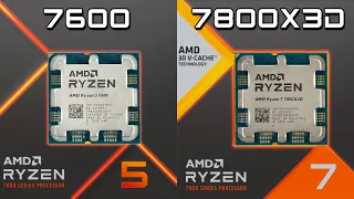 Ryzen 5 7600(X) vs. Ryzen 7 7800X3D - 11 game side-by-side