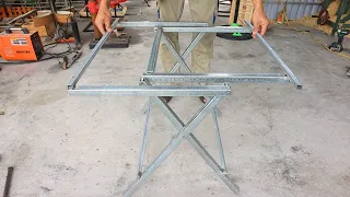 Great idea for a clever craftsman's folding table / Diy smart folding metal table