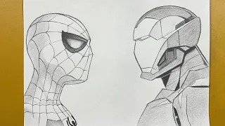 Avengers art || how to draw Spider-Man vs Iron-Man step-by-step