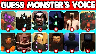 Guess CORRECT HEAD and MONSTER'S VOICE and Who is real one | skibidi toilet 74 (part 1-3)