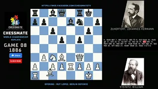 Chessmate | World Chess Championship |1886|Steinitz, William vs Zukertort, Johannes Hermann |Game 8