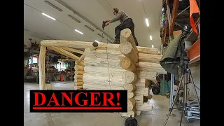 Log building 101 (2021) Part 15. This is the dangerous part!