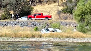 INSANE! Car FLIPS Off Highway 20 at Clear Lake in CA