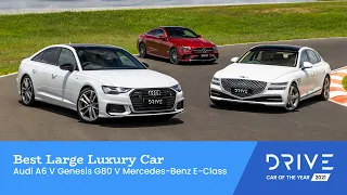 Audi A6 v Genesis G80 v Mercedes-Benz E-Class | Best Large Luxury Car | Drive Car of the Year 2021