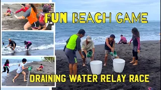 Fun Beach Game Part 1! Draining Water Relay Race