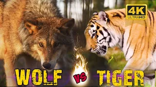 Tiger VS Wolf 4K Ultra HDR Video and Beautiful Movements collection in This Video (2160P wildlife ma