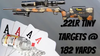 22LR CZ 457 EXTREME ACCURACY; ASPRIN AND PLAYING CARD AT 182 YARDS