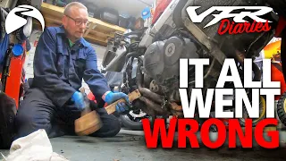 Shock swap on a 97,000 mile VFR... what could go wrong? Everything.