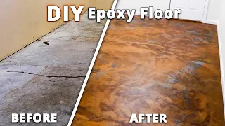 DIY Epoxy Flooring Over Cracked Concrete Start to Finish | Stone Coat Epoxy