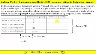 Zadanie 17 Egzamin ósmoklasisty z matematyki 2023 czerwiec-termin dodatkowy | MatFiz24.pl