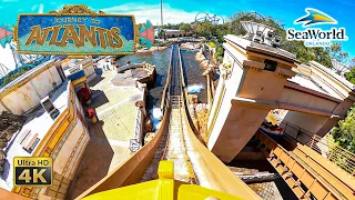 Journey to Atlantis Front Seat On Ride Ultra HD 4K POV with Queue SeaWorld Orlando 2021 03 05