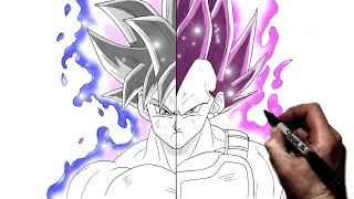 How To Draw Goku MUI/ Vegeta UE | Step By Step | Dragon Ball