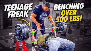 Teenage Freak Benching over 500 lbs!