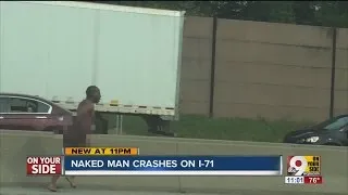 Naked man blamed for 'chilling' six-car crash