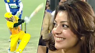 Beautiful Kajal Aggarwal Enjoying Huge Sixes By Vikranth & Kriti Kharbanda Tensed To  Lose The Game