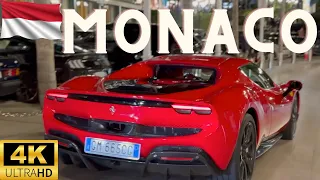 Monaco 4K Billionaires Playground City ​​of Supercars Night Walking Tour Nightlife Monte Carlo 2023