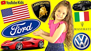 🚗 Car Logos And Names For Kids 🚙 Learning Car Brands with their Country Flags 🚘