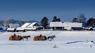 Winter Life in Russian North. Usual life of Village family in North of Russia