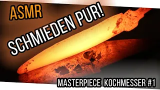 Küchenmesser aus Torsionsdamast schmieden ASMR Style #1