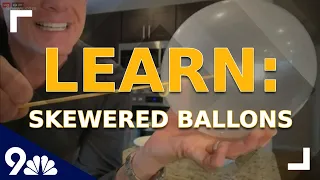 At home science experiments: skewered balloons and soap clouds