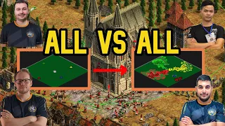 4 TOPS MUNDIALES TODOS CONTRA TODOS EN UN MAPA NOOB AGE OF EMPIRES 2