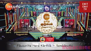 #zee5 | #Karthik | Sembaruthi | Favourite hero award | #chitchat_tv #actor #cineactorkarthik