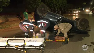 MOTORISTA FICA FERIDO APÓS CAPOTAR VEÍCULO EM RUA DE RONDONÓPOLIS