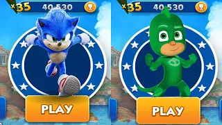 Sonic Dash vs Pj Masks Run - Movie Sonic vs All Bosses Zazz Eggman All 61 Characters Unlocked