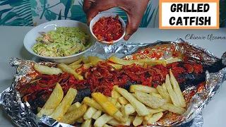 Grilled CATFISH / Catfish and fried yam / Nigerian street food / BBQ fish | Chinwe uzoma