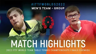 Highlights | Denis Zholudev (KZA) vs Alexis Lebrun (FRA) | MT Grps | #ITTFWorlds2022