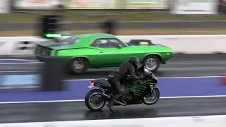 Kawasaki Battles 900hp Muscle Car - drag race,604 Street Legit