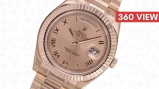 Rolex Day-Date II 218235 Full Rose Gold Presidential Bracelet Watch (T4D) watch 360 video