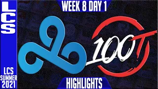 C9 vs 100 Highlights | LCS Summer 2021 W8D1 | Cloud9 vs 100 Thieves