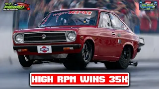 High RPM Wins 35k World Sport Compact Challenge 2022 Datsun 13b | Orlando Speedworld | PalfiebruTV