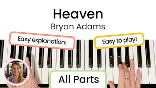 How to play Heaven - Bryan Adams | EASY Piano Tutorial!!