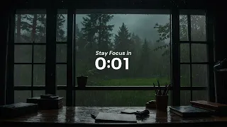 Focused Study with Me Session: Pomodoro 25/5 Technique with Rain and Forest Ambiance - No Music