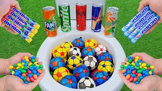 Football VS M&M's, Coca Cola Zero, Sprite, Fanta, Red Bull, Yedigün and Mentos in the Toilet