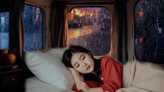 Rain  sound 😴 Sleeping in a Cozy car cabin during Heavy Rain