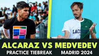 Carlos Alcaraz vs Daniil Medvedev Practice Tiebreak | Madrid 2024