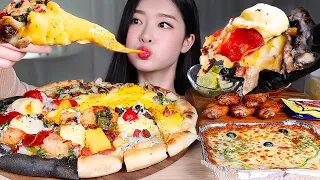 ASMR * PIZZA PARTY 🍕 3 FLAVORS PIZZA ⭐️ CHICKEN WINGS & OVEN SPAGHETTI! MANSUR PIZZA MUKBANG
