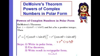 DeMoivre's Theorem: Powers of Complex Numbers in Polar Form