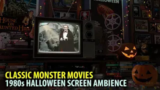 Halloween Ambience "Grampa's Monster Movies" 1988 Horror Host, Horror Trailer Screen Ambience