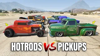 GTA 5 ONLINE - MUSCLE PICKUPS VS HOTRODS (WHICH IS FASTEST?)