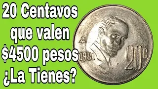 20 Centavos que Valen $4500 Pesos La Tienes / Monedas de México
