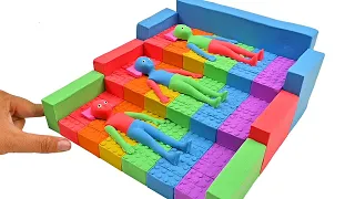 Satisfying Video l How To Make Kinetic Sand Rainbow Sofa 3 Floors Cutting ASMR #18 Zic Zic