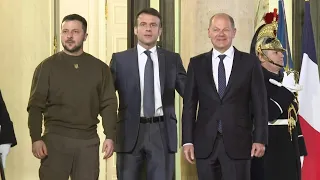 Volodymyr Zelensky arrives at Elysee Palace for work dinner with Macron & Scholz | AFP